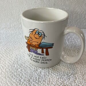 Vintage Hallmark Night Person Coffee Mug Office Humor Ceramic Made Japan White